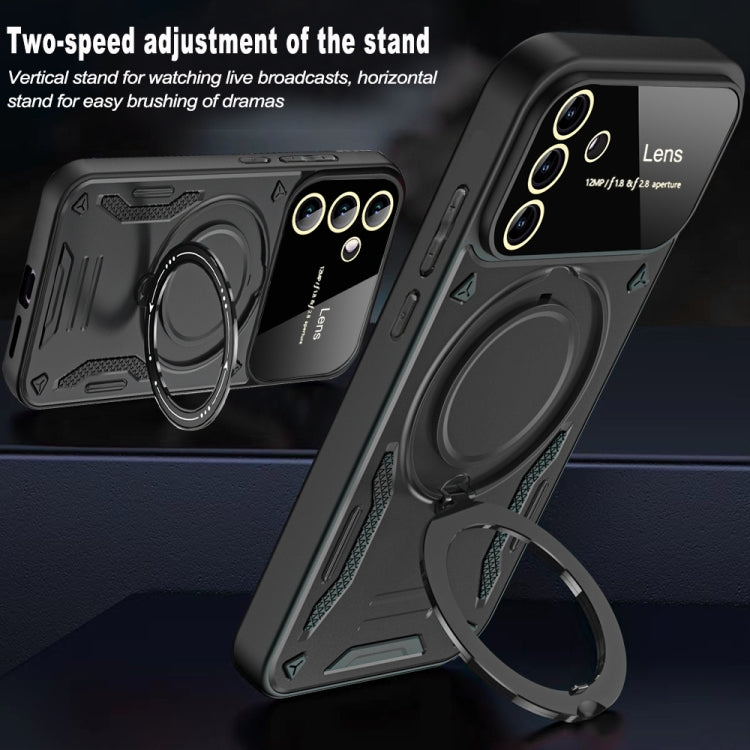 For Samsung Galaxy A34 5G Large Window MagSafe Holder Phone Case(Red) - Galaxy Phone Cases by PMC TechLife | Online Shopping South Africa | PMC TechLife