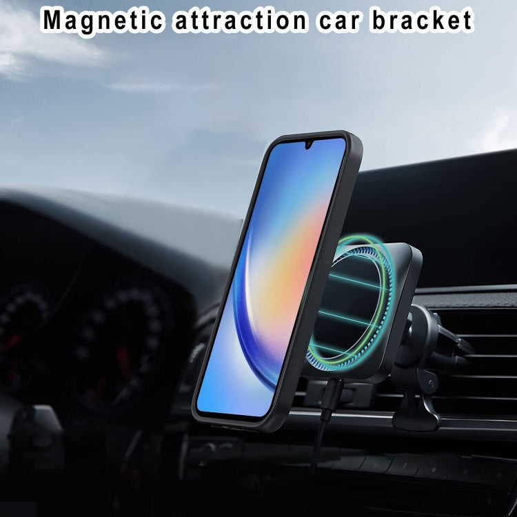 For Samsung Galaxy A34 5G Large Window MagSafe Holder Phone Case(Green) - Galaxy Phone Cases by PMC TechLife | Online Shopping South Africa | PMC TechLife