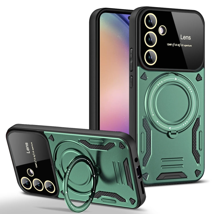For Samsung Galaxy A54 5G Large Window MagSafe Holder Phone Case(Green) - Galaxy Phone Cases by PMC TechLife | Online Shopping South Africa | PMC TechLife