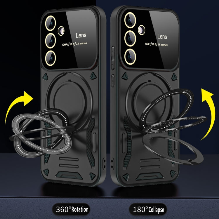 For Samsung Galaxy A54 5G Large Window MagSafe Holder Phone Case(Green) - Galaxy Phone Cases by PMC TechLife | Online Shopping South Africa | PMC TechLife