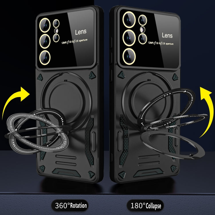 For Samsung Galaxy S23 Ultra 5G Large Window MagSafe Holder Phone Case(Black) - free shipping - PMC TechLife - Order now!