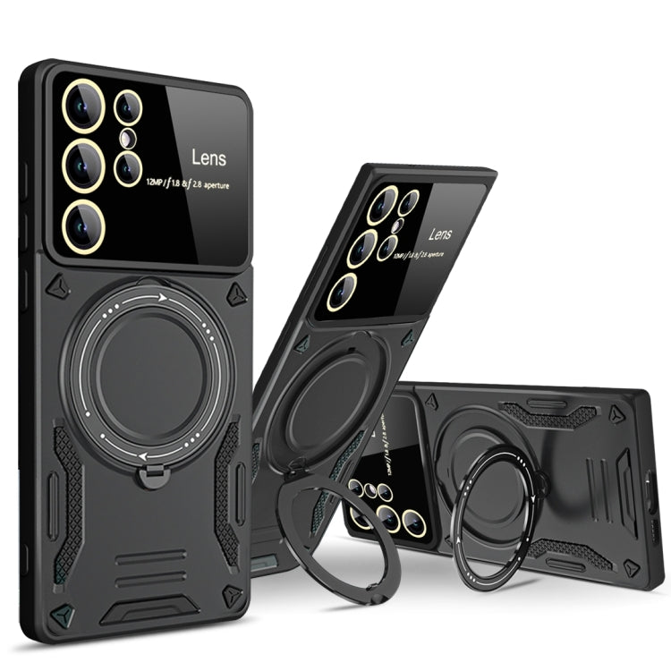 For Samsung Galaxy S23 Ultra 5G Large Window MagSafe Holder Phone Case(Green) - Galaxy S23 Ultra 5G Cases by PMC TechLife | Online Shopping South Africa | PMC TechLife