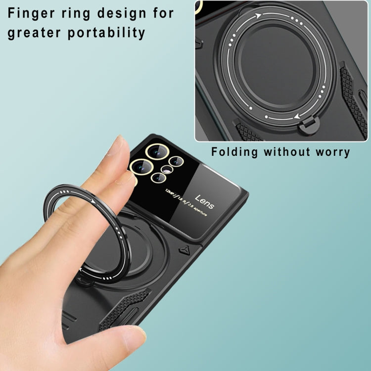 For Samsung Galaxy S23 Ultra 5G Large Window MagSafe Holder Phone Case(Purple)