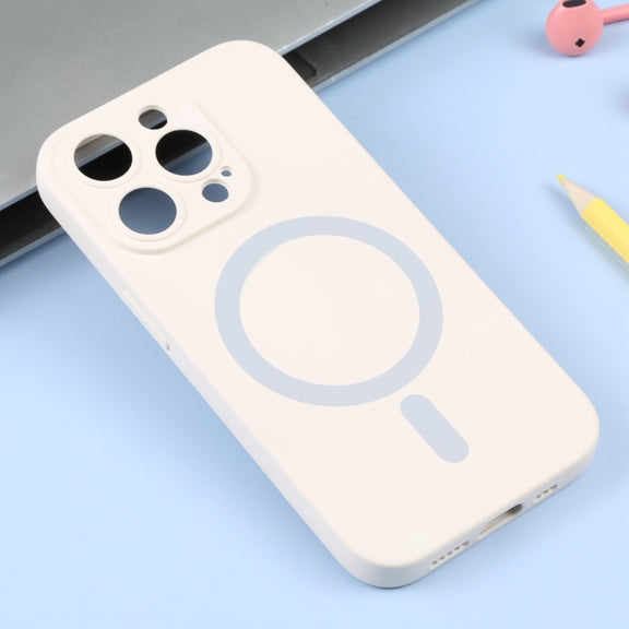 For iPhone 15 Pro Liquid Silicone Magsafe Phone Case(White)