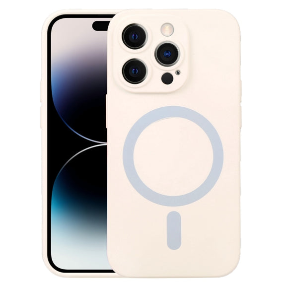 For iPhone 15 Pro Liquid Silicone Magsafe Phone Case(White)