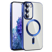 For Samsung Galaxy S20 FE CD Texture Plating TPU MagSafe Phone Case with Lens Film(Royal Blue)