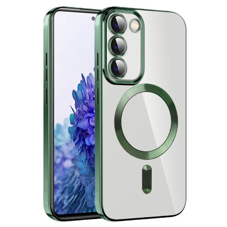 For Samsung Galaxy S20 FE CD Texture Plating TPU MagSafe Phone Case with Lens Film(Dark Green) - Galaxy S20 FE Cases by PMC TechLife | Online Shopping South Africa | PMC TechLife