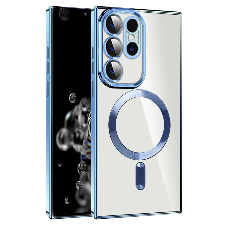 For Samsung Galaxy S20 Ultra CD Texture Plating TPU MagSafe Phone Case with Lens Film(Sierra Blue) - Galaxy Phone Cases by PMC TechLife | Online Shopping South Africa | PMC TechLife