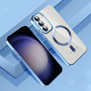 For Samsung Galaxy S20 Ultra CD Texture Plating TPU MagSafe Phone Case with Lens Film(Sierra Blue)