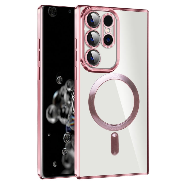 For Samsung Galaxy S20 Ultra CD Texture Plating TPU MagSafe Phone Case with Lens Film(Pink) - Galaxy Phone Cases by PMC TechLife | Online Shopping South Africa | PMC TechLife