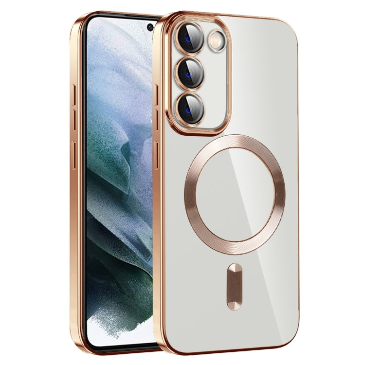 For Samsung Galaxy S21 5G CD Texture Plating TPU MagSafe Phone Case with Lens Film(Brown) - Galaxy S21 5G Cases by PMC TechLife | Online Shopping South Africa | PMC TechLife