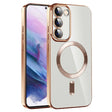 For Samsung Galaxy S21+ 5G CD Texture Plating TPU MagSafe Phone Case with Lens Film(Brown) - Galaxy S21+ 5G Cases by PMC TechLife | Online Shopping South Africa | PMC TechLife