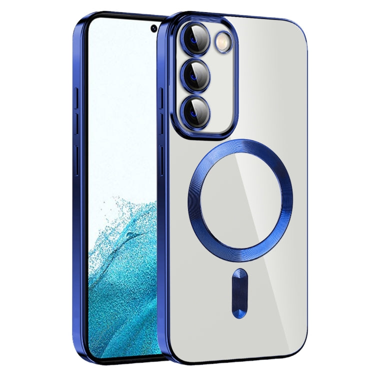 For Samsung Galaxy S22 5G CD Texture Plating TPU MagSafe Phone Case with Lens Film(Royal Blue) - Galaxy S22 5G Cases by PMC TechLife | Online Shopping South Africa | PMC TechLife