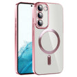 For Samsung Galaxy S22 5G CD Texture Plating TPU MagSafe Phone Case with Lens Film(Pink) - Galaxy S22 5G Cases by PMC TechLife | Online Shopping South Africa | PMC TechLife | Buy Now Pay Later Mobicred