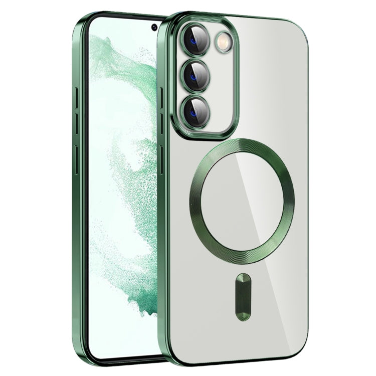 For Samsung Galaxy S22+ 5G CD Texture Plating TPU MagSafe Phone Case with Lens Film(Dark Green) - Galaxy S22+ 5G Cases by PMC TechLife | Online Shopping South Africa | PMC TechLife | Buy Now Pay Later Mobicred
