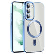 For Samsung Galaxy S22+ 5G CD Texture Plating TPU MagSafe Phone Case with Lens Film(Sierra Blue) - Galaxy S22+ 5G Cases by PMC TechLife | Online Shopping South Africa | PMC TechLife | Buy Now Pay Later Mobicred