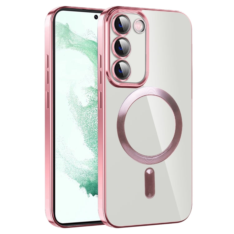 For Samsung Galaxy S22+ 5G CD Texture Plating TPU MagSafe Phone Case with Lens Film(Pink) - Galaxy S22+ 5G Cases by PMC TechLife | Online Shopping South Africa | PMC TechLife | Buy Now Pay Later Mobicred