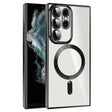 For Samsung Galaxy S22 Ultra 5G CD Texture Plating TPU MagSafe Phone Case with Lens Film(Black) - Galaxy S22 Ultra 5G Cases by PMC TechLife | Online Shopping South Africa | PMC TechLife