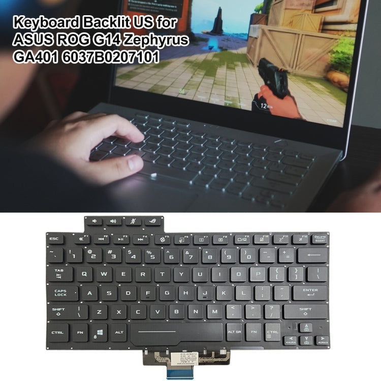 For ASUS ROG G14 Zephyrus GA401 GA401I US Version Backlight Laptop Keyboard(Black)