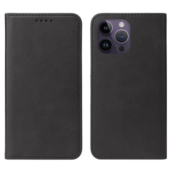 For iPhone 15 Pro Magnetic Closure Leather Phone Case(Black)