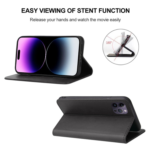 For iPhone 15 Pro Magnetic Closure Leather Phone Case(Black)