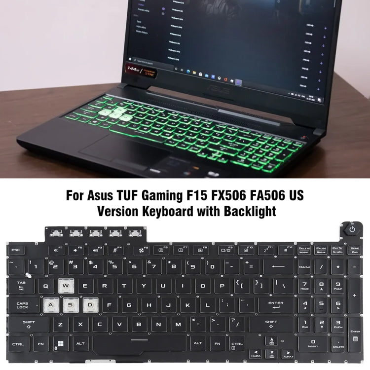 For Asus TUF Gaming F15 FX506 FA506 US Version Backlight Laptop Keyboard(Black) - Asus Spare Parts by PMC TechLife | Online Shopping South Africa | PMC TechLife | Buy Now Pay Later Mobicred