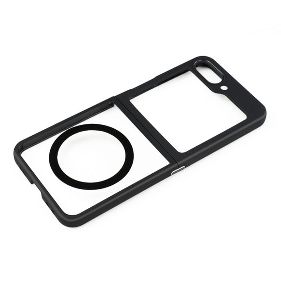 For Samsung Galaxy Z Flip5 MagSafe Frosted TPU + Transparent PC Phone Case(Black)