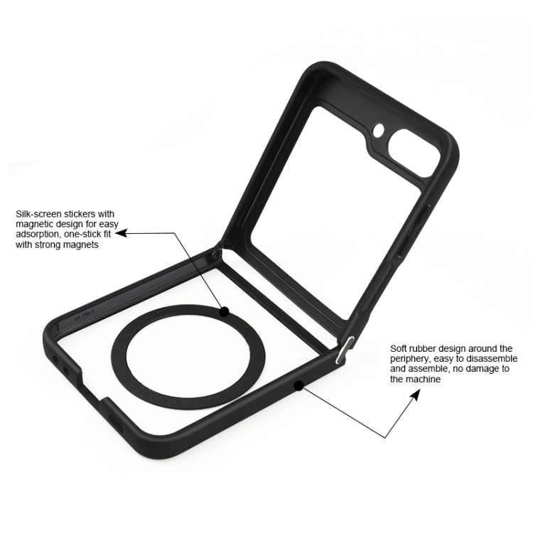 For Samsung Galaxy Z Flip5 MagSafe Frosted TPU + Transparent PC Phone Case(Black)