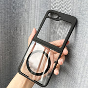For Samsung Galaxy Z Flip5 MagSafe Frosted TPU + Transparent PC Phone Case(Black)