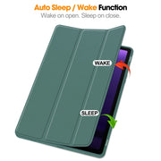 For Samsung Galaxy Tab S9 FE / S10 FE 3-Fold Pure Color TPU Smart Leather Tablet Case with Pen Slot(Dark Green)
