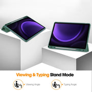 For Samsung Galaxy Tab S9 FE / S10 FE 3-Fold Pure Color TPU Smart Leather Tablet Case with Pen Slot(Dark Green)