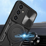For Samsung Galaxy S23 FE 5G CD Texture Sliding Camshield Magnetic Holder Phone Case(Silver)