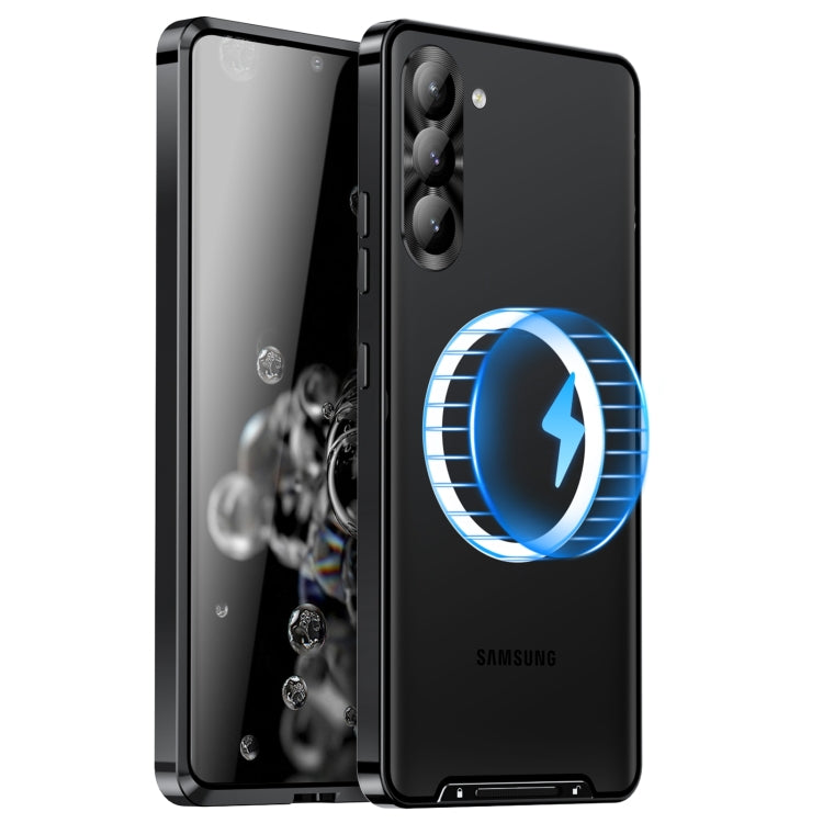 For Samsung Galaxy S24 5G MagSafe Magnetic Frosted Metal Phone Case(Black) - Galaxy S24 5G Cases by PMC TechLife | Online Shopping South Africa | PMC TechLife
