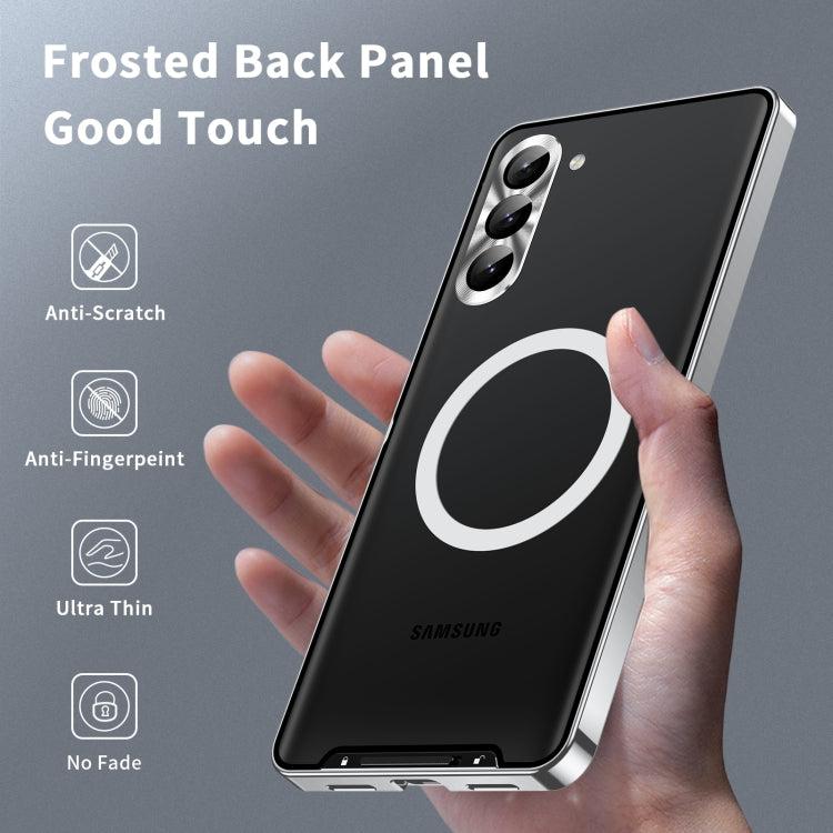 For Samsung Galaxy S24 5G MagSafe Magnetic Frosted Metal Phone Case(Silver) - Galaxy S24 5G Cases by PMC TechLife | Online Shopping South Africa | PMC TechLife