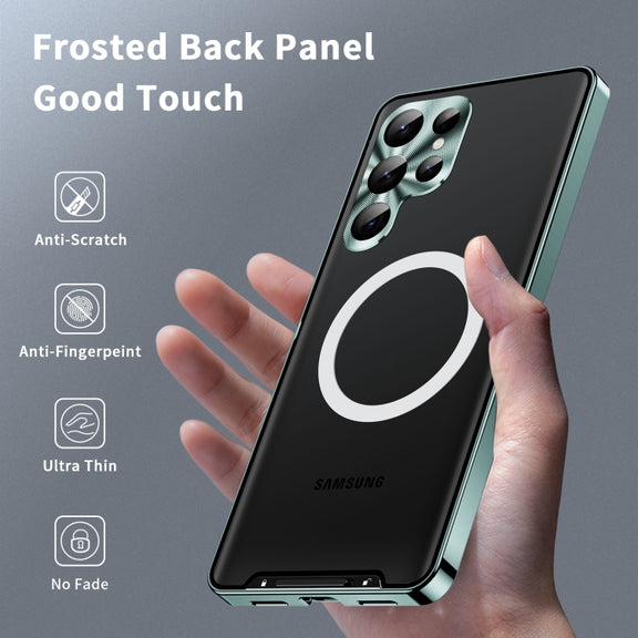 For Samsung Galaxy S24 Ultra 5G MagSafe Magnetic Frosted Metal Phone Case(Green)