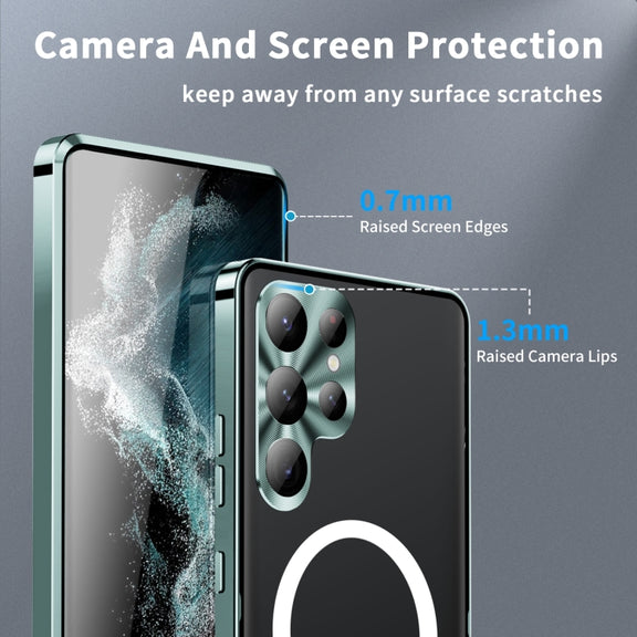 For Samsung Galaxy S24 Ultra 5G MagSafe Magnetic Frosted Metal Phone Case(Green)