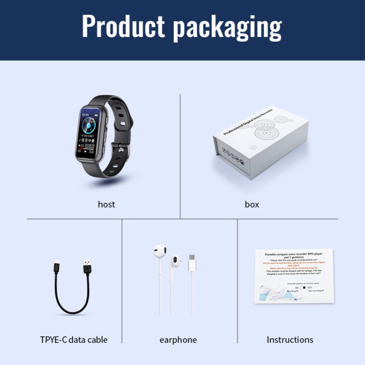 JNN S16 Smart HD Noise Reduction Bluetooth MP3 Voice Control Recording Bracelet, Memory:32GB - free shipping - PMC TechLife - Order now!