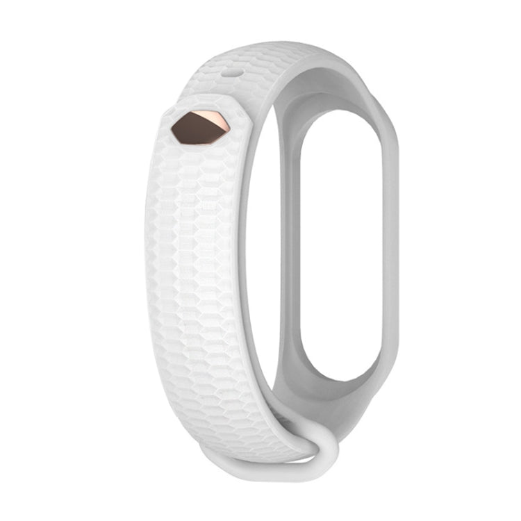 For Xiaomi Mi Band 3 / 4 Mijobs Honeycomb Textured Silicone Watch Band, Aurora Positive Buckle(White) - free shipping - PMC TechLife - Order now!