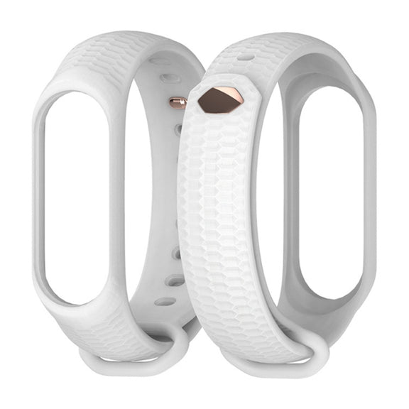 For Xiaomi Mi Band 3 / 4 Mijobs Honeycomb Textured Silicone Watch Band, Aurora Positive Buckle(White)