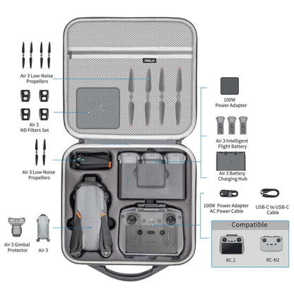 For DJI Air 3 / RC 2 / RC-N2 STARTRC Shoulder Storage Bag PU Handbag(Grey) - free shipping - PMC Jewellery - Order now!