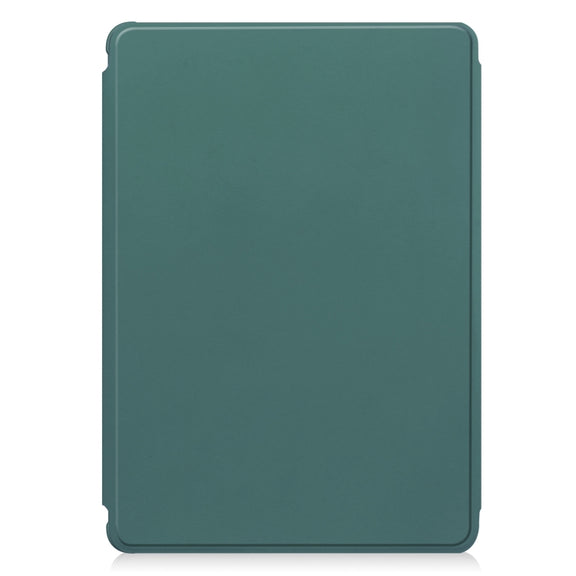 For Samsung Galaxy Tab S9 FE / S10 FE 360 Rotation Transparent Smart Leather Case with Keyboard(Dark Green)
