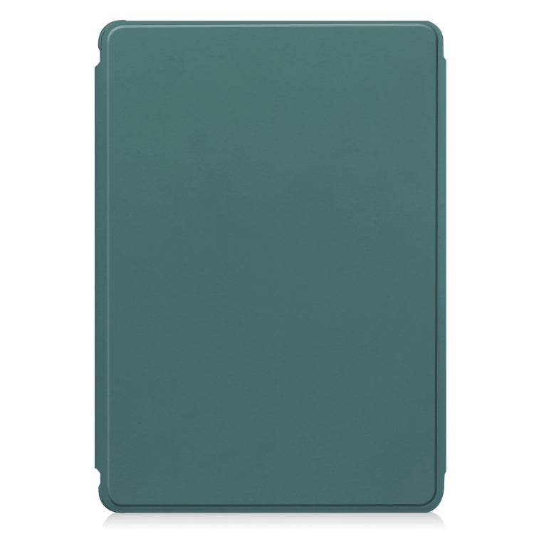 For Samsung Galaxy Tab S9 FE / S10 FE 360 Rotation Transparent Smart Leather Case with Keyboard(Dark Green)