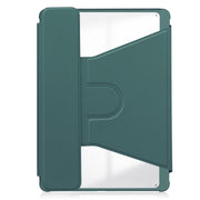 For Samsung Galaxy Tab S9 FE / S10 FE 360 Rotation Transparent Smart Leather Case with Keyboard(Dark Green)