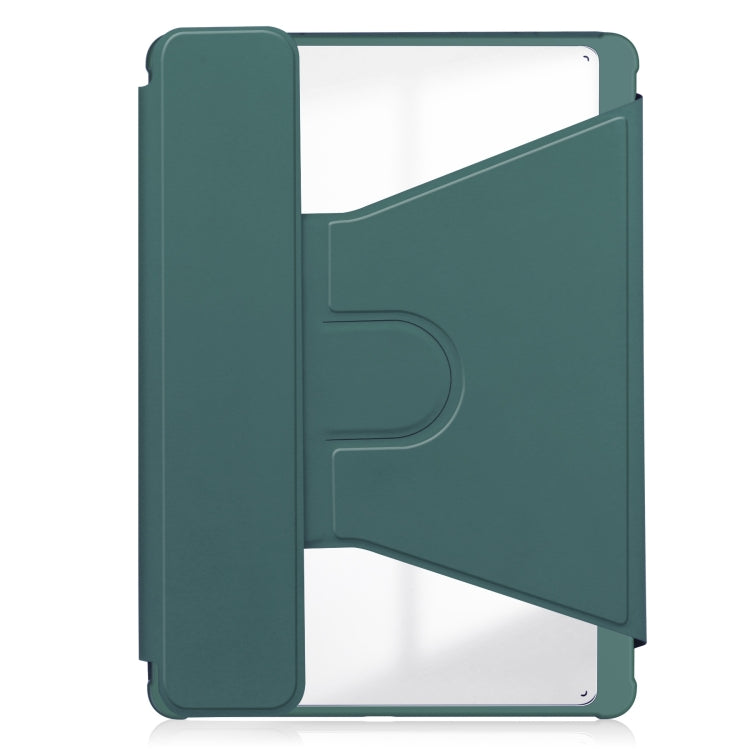 For Samsung Galaxy Tab S9 FE / S10 FE 360 Rotation Transparent Smart Leather Case with Keyboard(Dark Green)