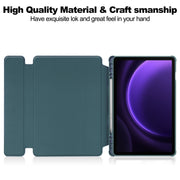 For Samsung Galaxy Tab S9 FE / S10 FE 360 Rotation Transparent Smart Leather Case with Keyboard(Dark Green)