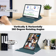 For Samsung Galaxy Tab S9 FE / S10 FE 360 Rotation Transparent Smart Leather Case with Keyboard(Dark Green)