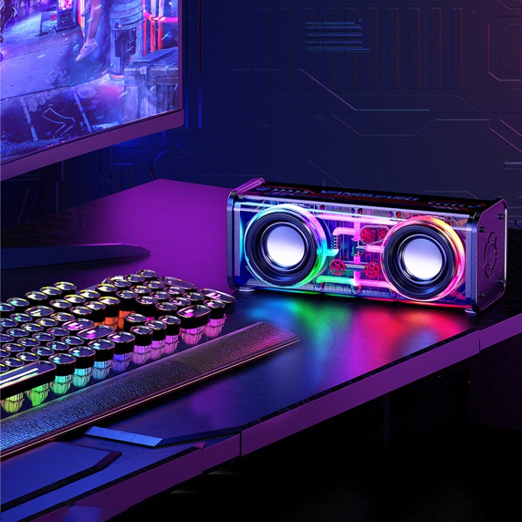 WK D45 10W Dual Speaker Transparent Mecha Bluetooth Speaker(White)