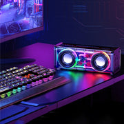 WK D45 10W Dual Speaker Transparent Mecha Bluetooth Speaker(Black)