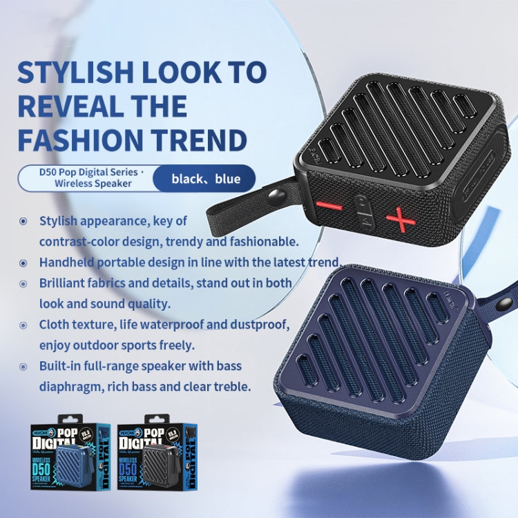 WK D50 Portable Mini Water-resistant Bluetooth Speaker(Blue)