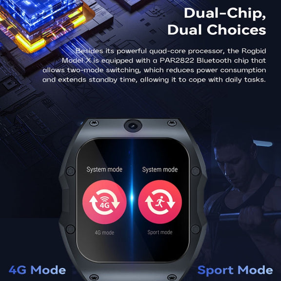 Model X 1.99 inch IP68 Water-resistant Android 9.0 4G Dual Cameras Matte Smart Watch, Specification:2GB+16GB(Black)